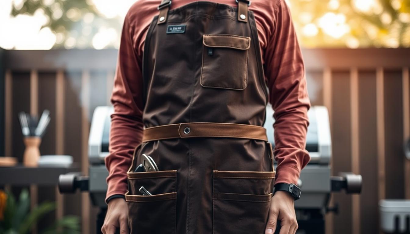 BBQ apron with practical features