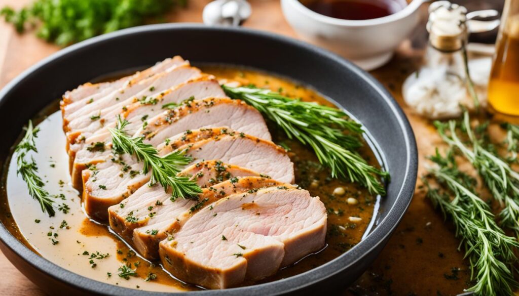 Brining and marinating pork loin