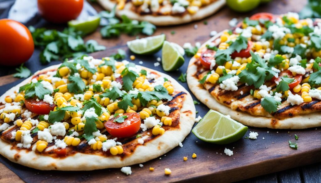 Grilled Naan Pizzas with Mexican Street Corn Toppings