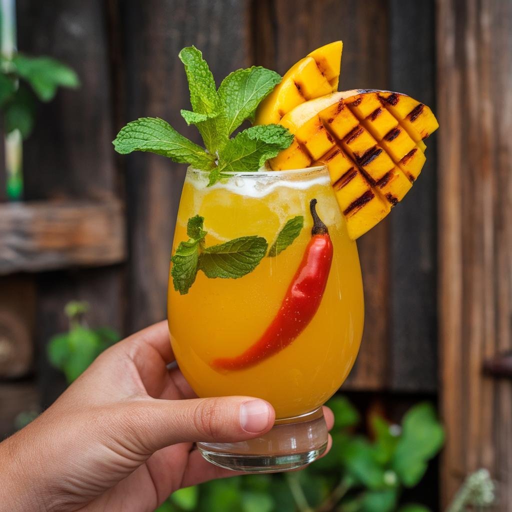 Grilled Mango Chili Spritzer: A Zesty Summer Drink