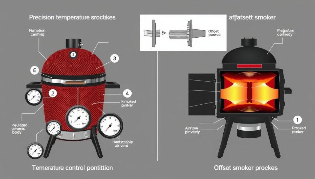 kamado vs offset smoker temperature control