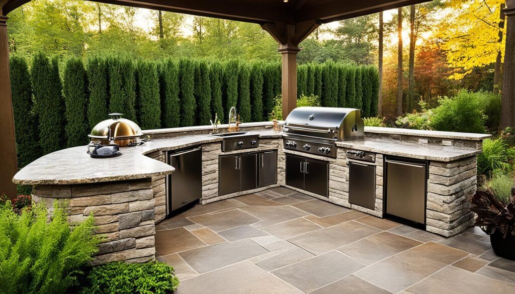 stone outdoor kitchen